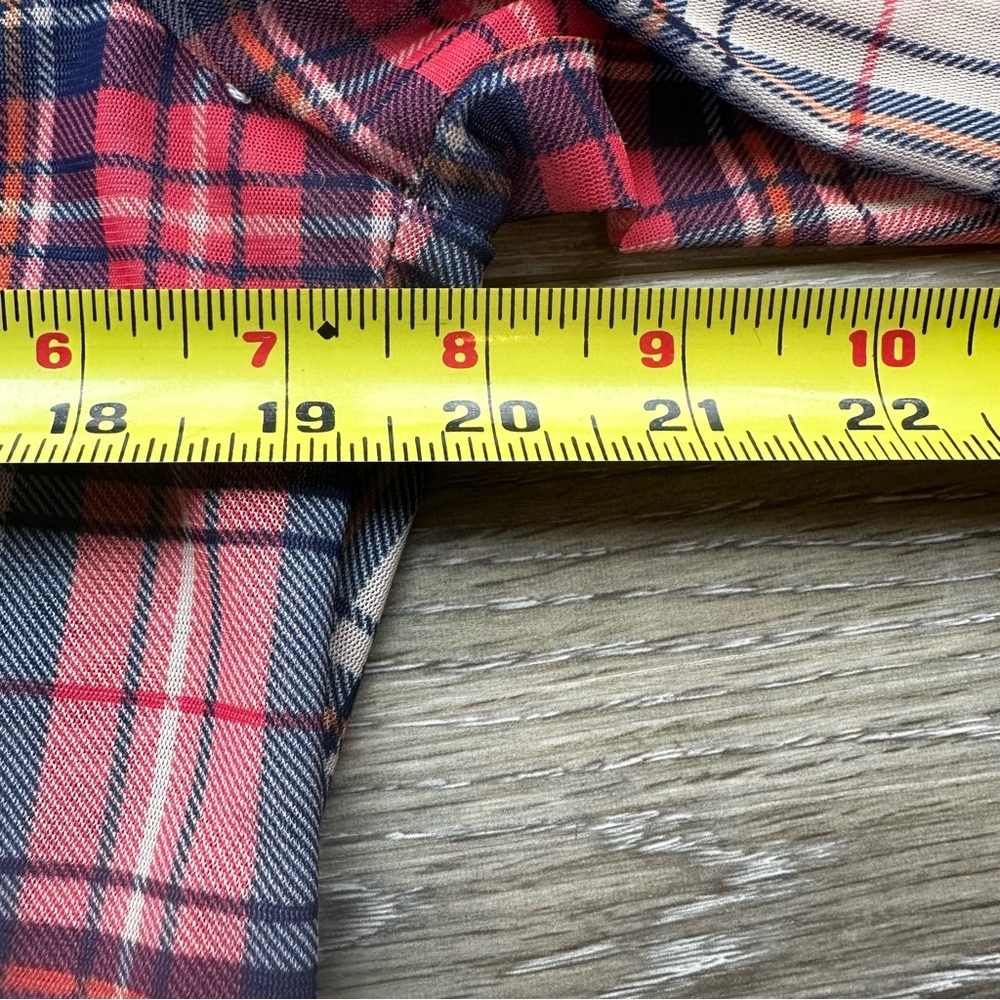 Hot & Delicious Womens Sheer Button-Up Plaid Size Medium - Picture 9 of 10